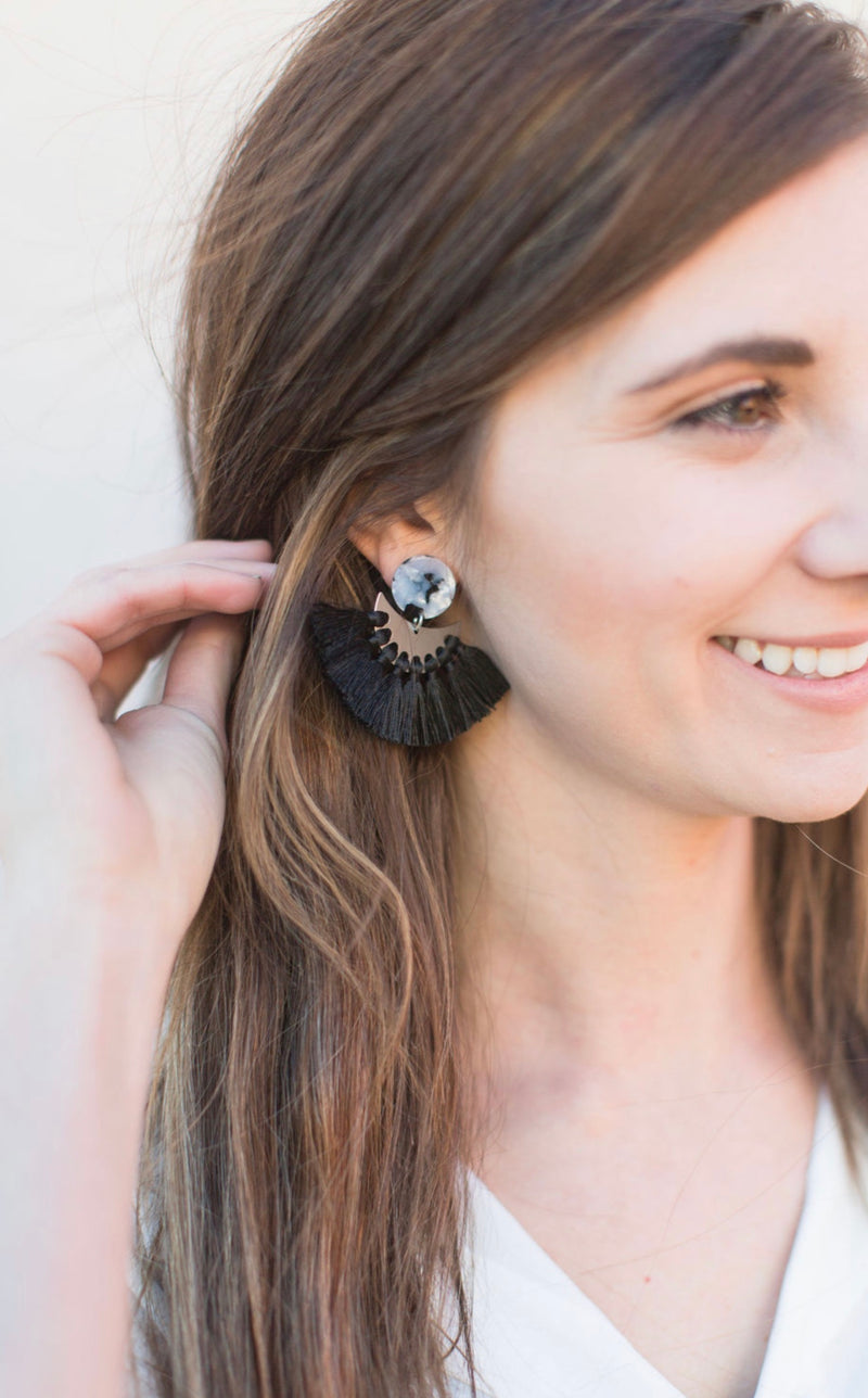 Black marble earrings