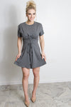 Lace Up Tee Dress - Charcoal