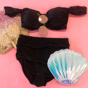 High Waisted Beach Babe Bikini Set - Black