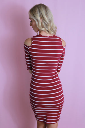 Sassy Shoulders Striped Dress