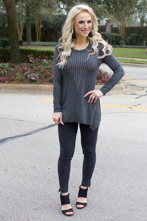 Gray Bedazzled Tunic