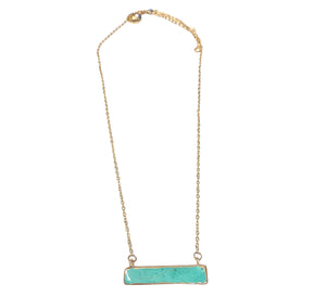 Turquoise Bar Necklace in Gold